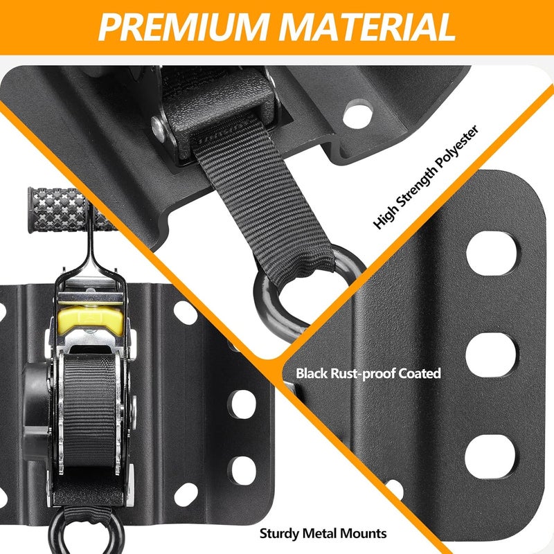 Hifybaty 2PCS Retractable Tie Down Straps for 2015-2025 Ford F150, Retractable Ratchet Straps 10 Ft Self Retracting Tie Down with Boxlink Plates Mounted Brackets Bed Mount Heavy Duty Bolt on - Image 5